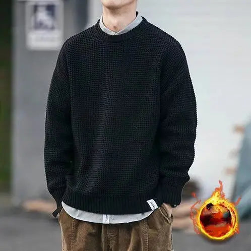 Men's Heavy Knit Loose Solid Color Casual Sweater CJWY1912078