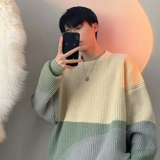 Men's Lazy High-grade Hong Kong Style Youth Round Neck Pullover Sweater CJWY1912078