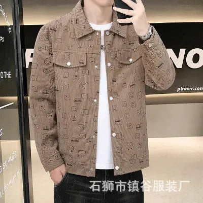 Men's Printed Corduroy Jacket Slim Lapel CJWY1912078