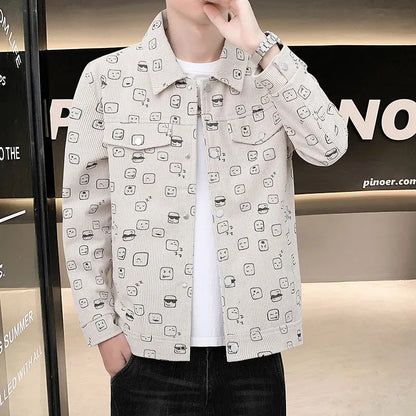 Men's Printed Corduroy Jacket Slim Lapel CJWY1912078