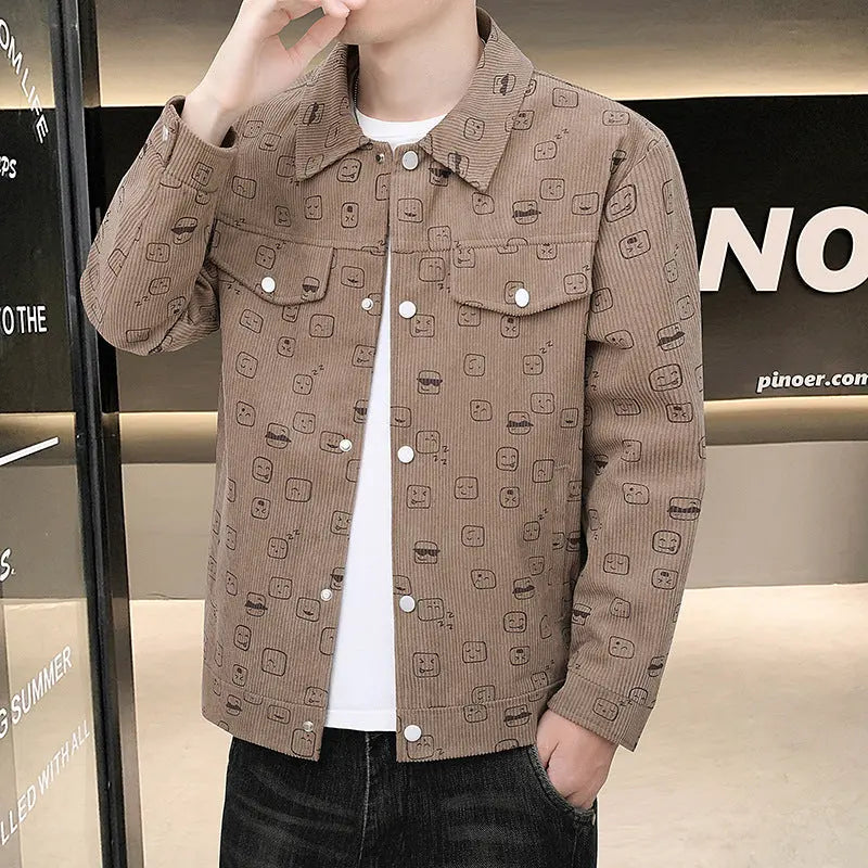 Men's Printed Corduroy Jacket Slim Lapel CJWY1912078