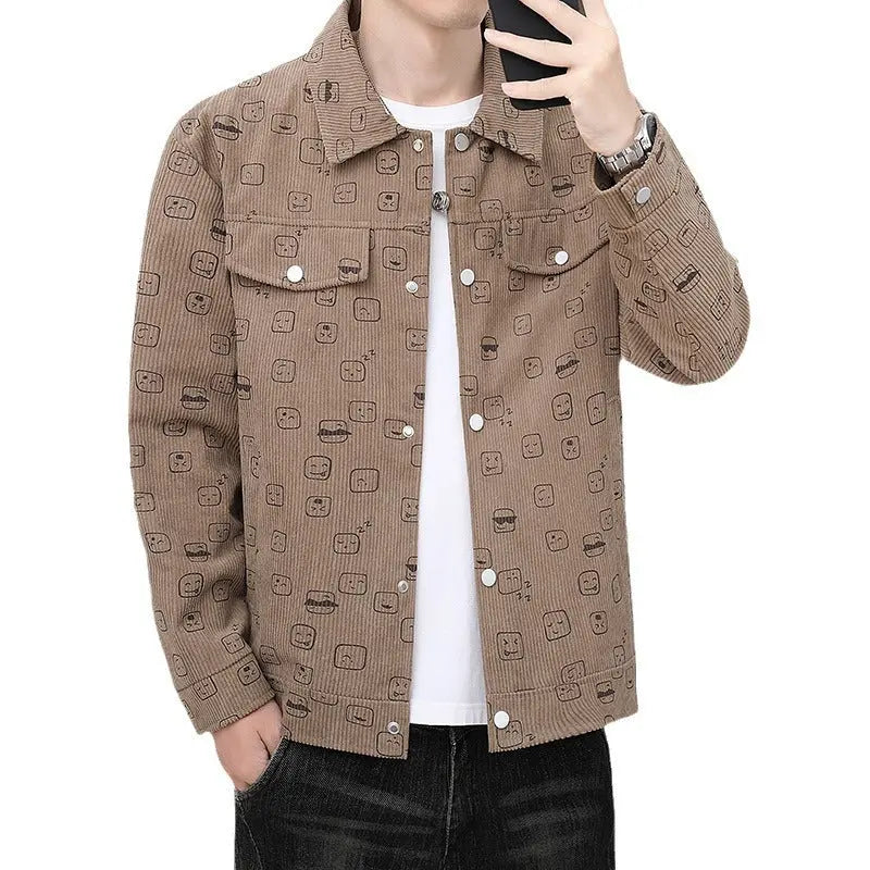 Men's Printed Corduroy Jacket Slim Lapel CJWY1912078