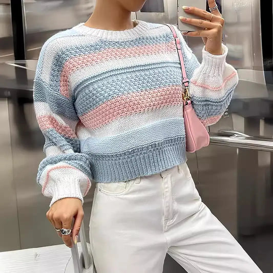 New Contrast Colour Women's Striped Elegant Sweater CJWY1912078