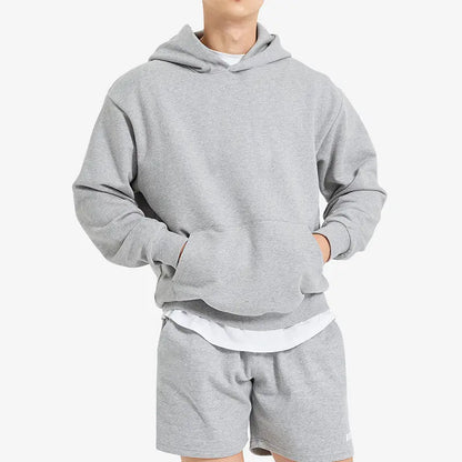 Terry Cotton Solid Colour Sports Drop Shoulder Hoodie - InsPrint