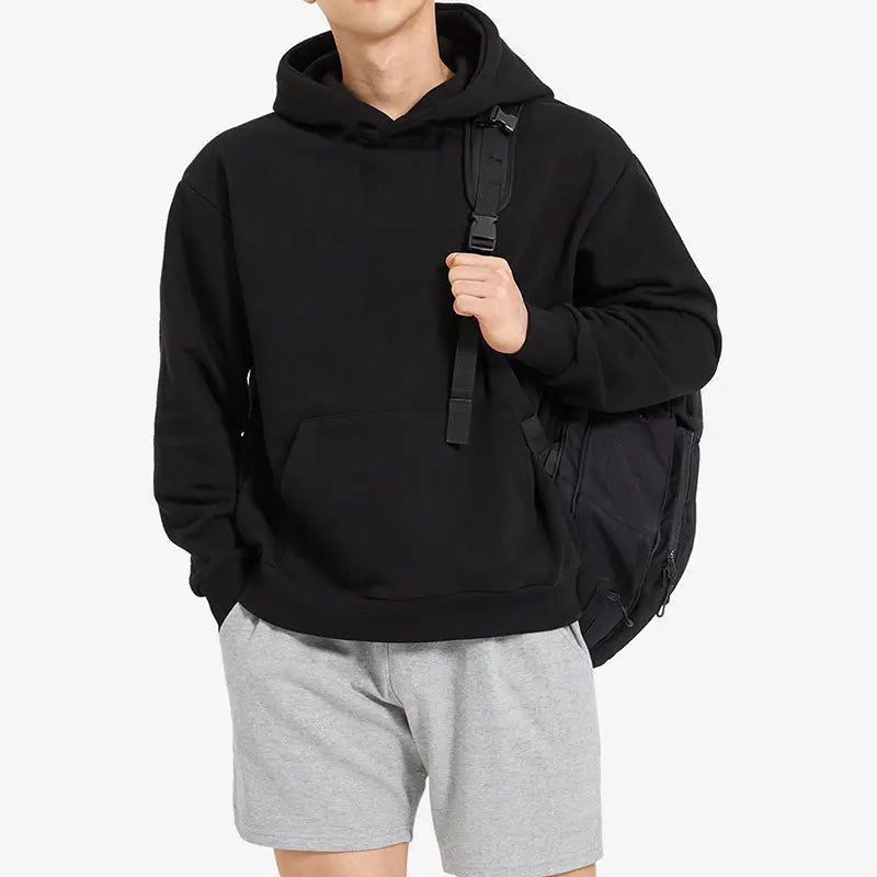 Terry Cotton Solid Colour Sports Drop Shoulder Hoodie - InsPrint