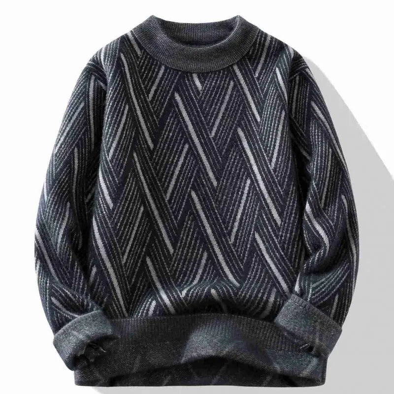 Round Neck Sweater Men's Winter Rhombus Sweater - InsPrint