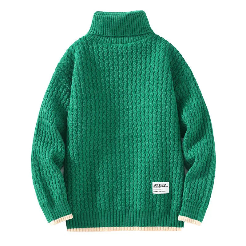 Winter Turtleneck Sweater Men's Loose Solid Color - InsPrint