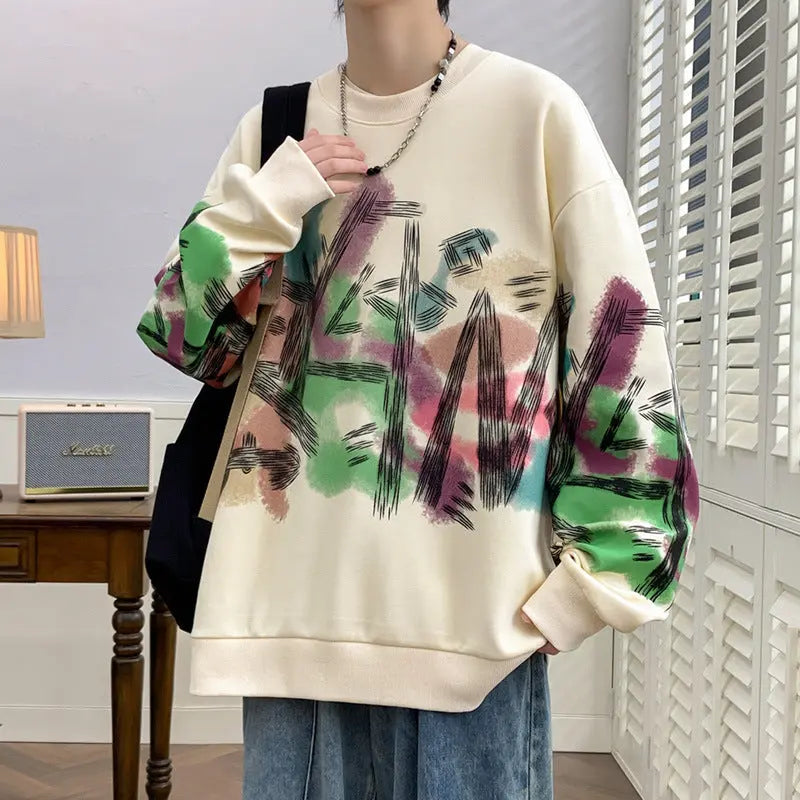 Graffiti Sweater Round Neck Loose Fashion Casual sweatshirt - InsPrint  - Graffiti Sweater Round Neck Loose Fashion Casual sweatshirt - InsPrint  - Graffiti Sweater Round Neck Loose Fashion Casual sweatshirt - InsPrint -  - #tag1# - Graffiti Sweater Round Neck Loose Fashion Casual sweatshirt - InsPrint