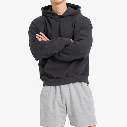 Terry Cotton Solid Colour Sports Drop Shoulder Hoodie - InsPrint