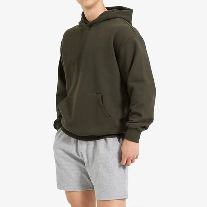 Terry Cotton Solid Colour Sports Drop Shoulder Hoodie - InsPrint