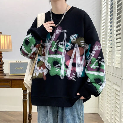 Graffiti Sweater Round Neck Loose Fashion Casual sweatshirt - InsPrint  - Graffiti Sweater Round Neck Loose Fashion Casual sweatshirt - InsPrint  - Graffiti Sweater Round Neck Loose Fashion Casual sweatshirt - InsPrint -  - #tag1# - Graffiti Sweater Round Neck Loose Fashion Casual sweatshirt - InsPrint