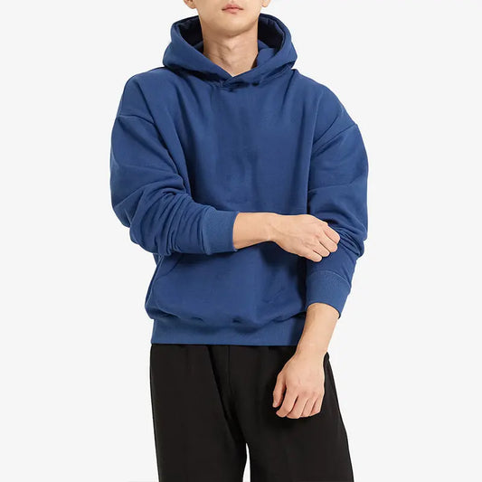 Terry Cotton Solid Colour Sports Drop Shoulder Hoodie - InsPrint