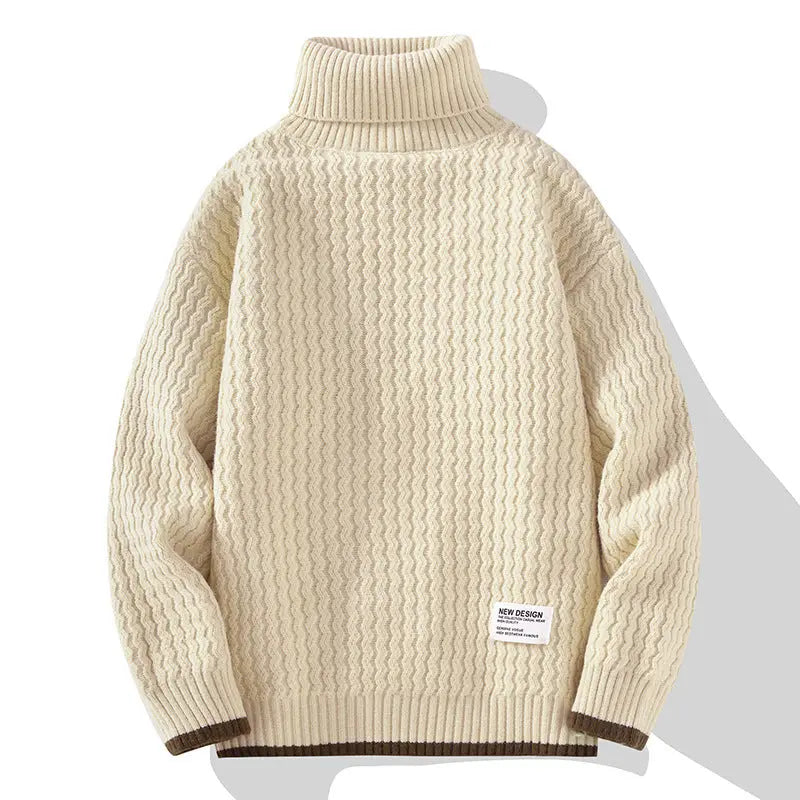 Winter Turtleneck Sweater Men's Loose Solid Color - InsPrint