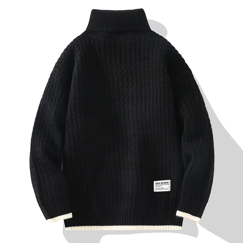 Winter Turtleneck Sweater Men's Loose Solid Color - InsPrint