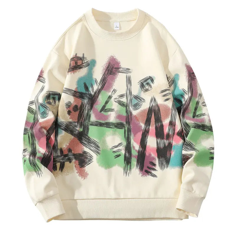 Graffiti Sweater Round Neck Loose Fashion Casual sweatshirt - InsPrint  - Graffiti Sweater Round Neck Loose Fashion Casual sweatshirt - InsPrint -  - #tag1# - Graffiti Sweater Round Neck Loose Fashion Casual sweatshirt - InsPrint