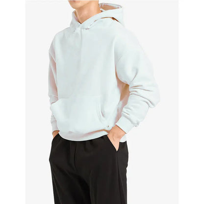 Terry Cotton Solid Colour Sports Drop Shoulder Hoodie - InsPrint