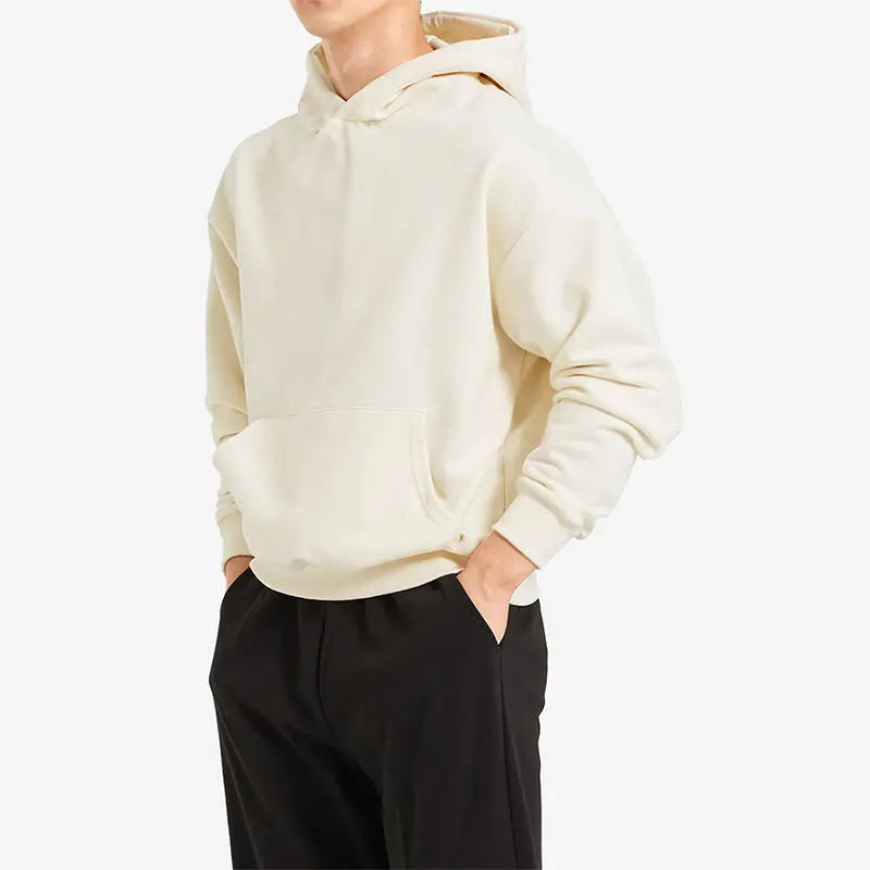 Terry Cotton Solid Colour Sports Drop Shoulder Hoodie - InsPrint