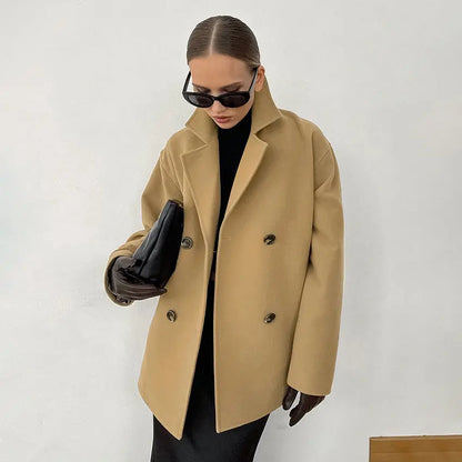 Overcoat Mid-length Thick Brown Woollen Jacket CJWY1912078