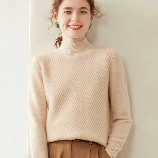 Pullover Mock Neck Sweater Short Loose CJWY1912078