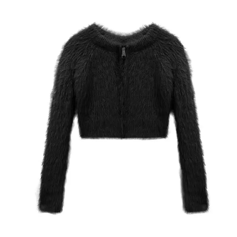 Pure Desire Style Hot Girl Mink-like Wool Short Sweater Top Elegant Slim Sexy Niche Cardigan CJMY1912096