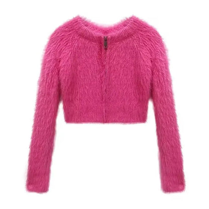 Pure Desire Style Hot Girl Mink-like Wool Short Sweater Top Elegant Slim Sexy Niche Cardigan CJMY1912096