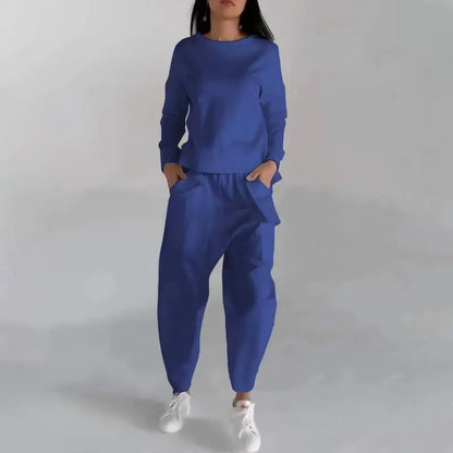 Solid Colour Fashion Sweatshirt With Pockets Loose Trousers CJWY1912078