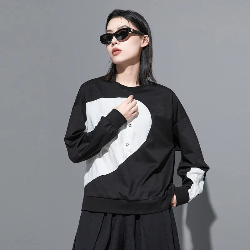 Splicing Semicircle Dark Series Loose-fitting Sweatshirt CJWY1912078