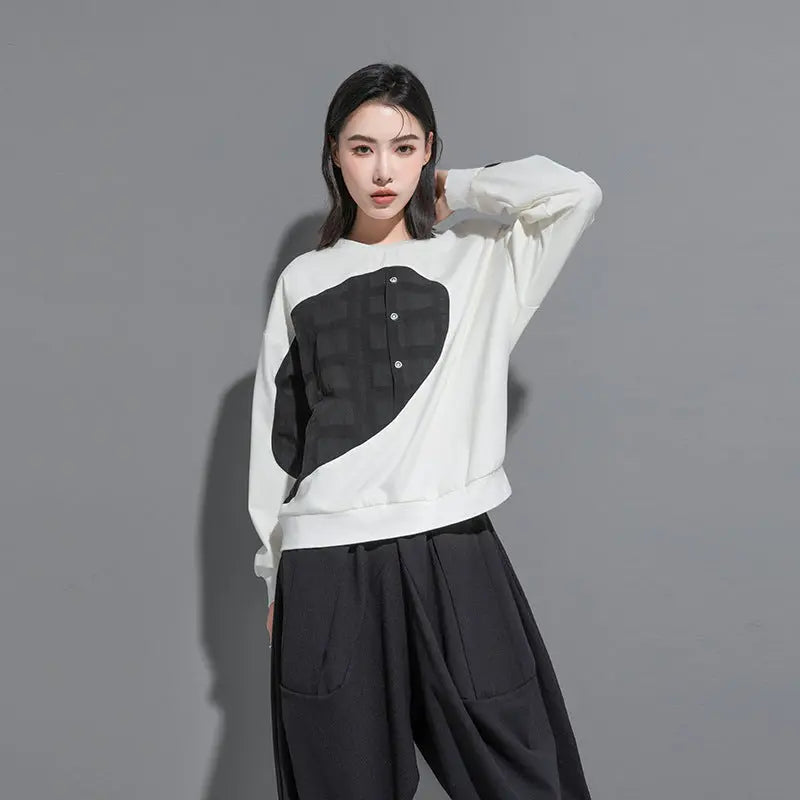 Splicing Semicircle Dark Series Loose-fitting Sweatshirt CJWY1912078