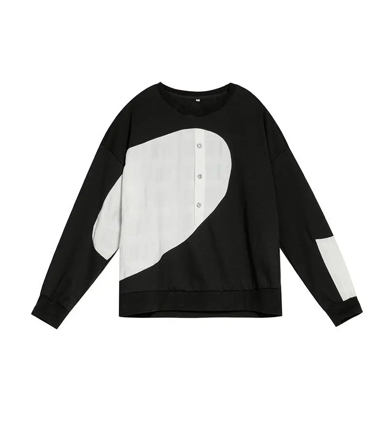 Splicing Semicircle Dark Series Loose-fitting Sweatshirt CJWY1912078