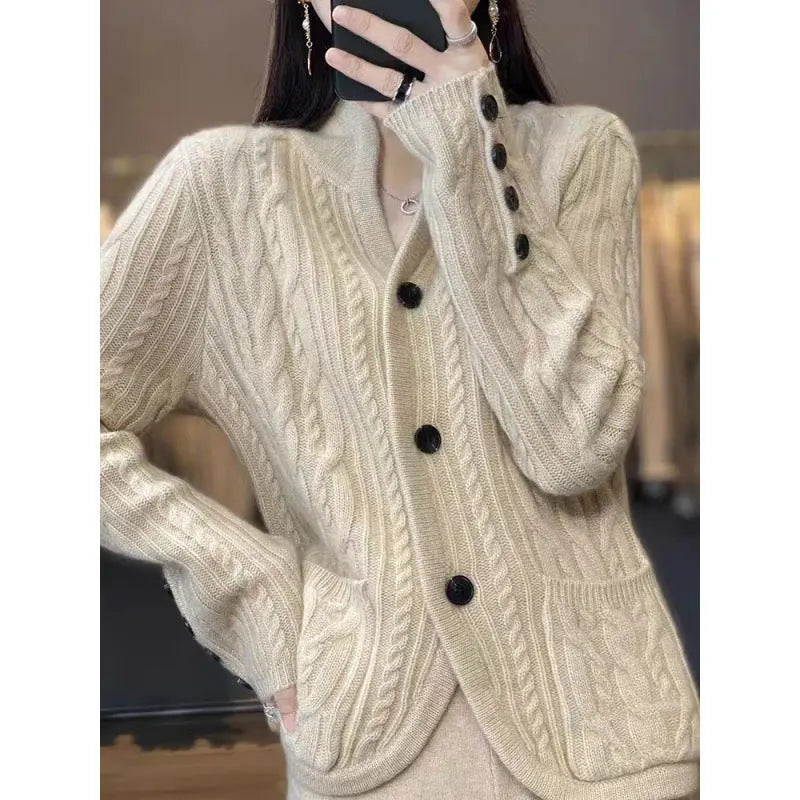 Style Pocket Knitted Wool Jacket CJWY1912078