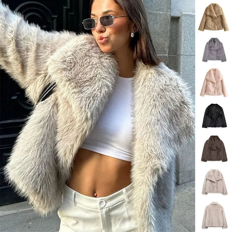 Winter Plush Coat Fashion Thicken Lapel Outwear Casual Long Sleeve Tops Womens Clothing CJWY1912078