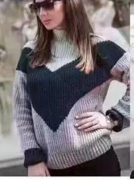 Women's Autumn And Winter Stitching Striped Knit Sweater CJWY1912078