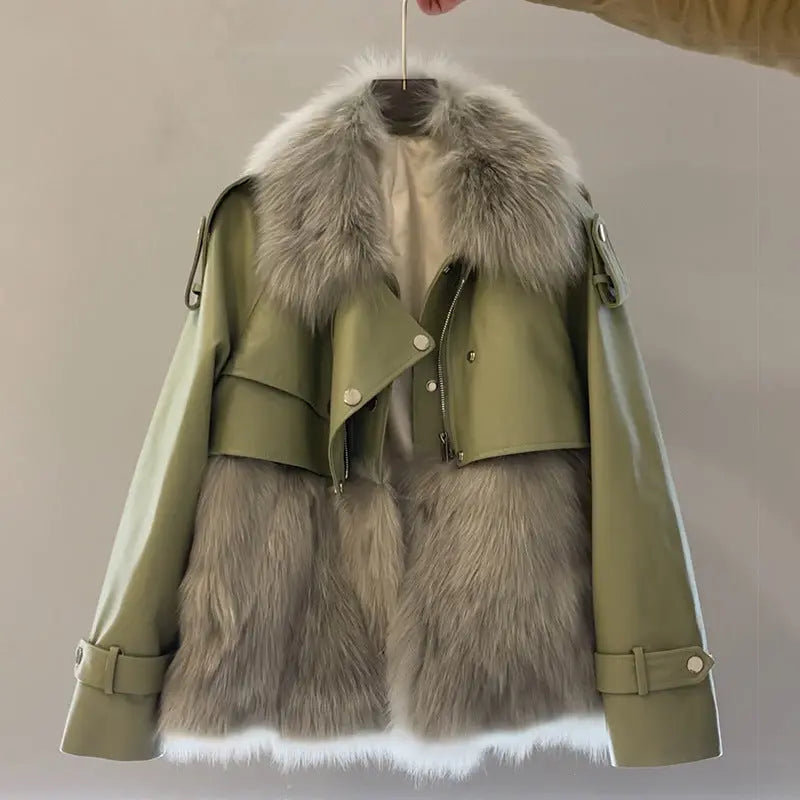 Women's Fashion Personality Stitching Fur Coat CJWY1912078