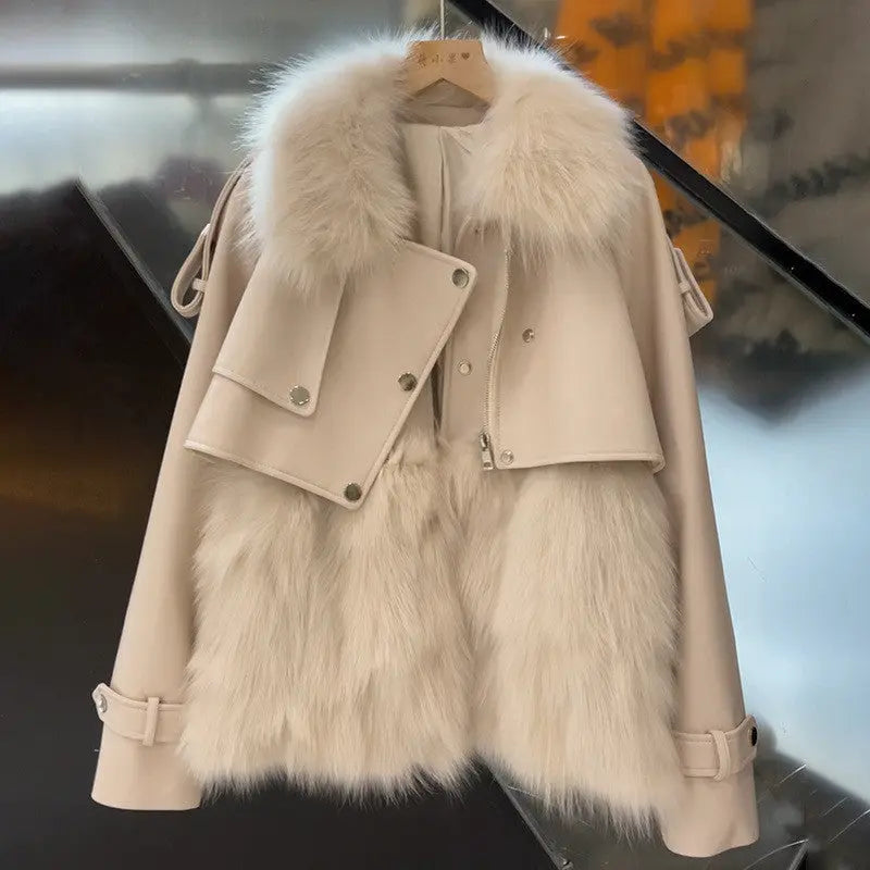 Women's Fashion Personality Stitching Fur Coat CJWY1912078