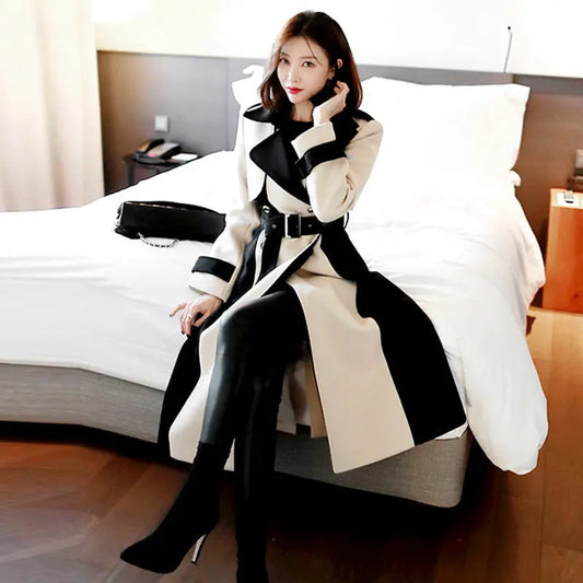 Women's Ladies Fashion Temperament Mid-length Woolen jacket CJWY1912078