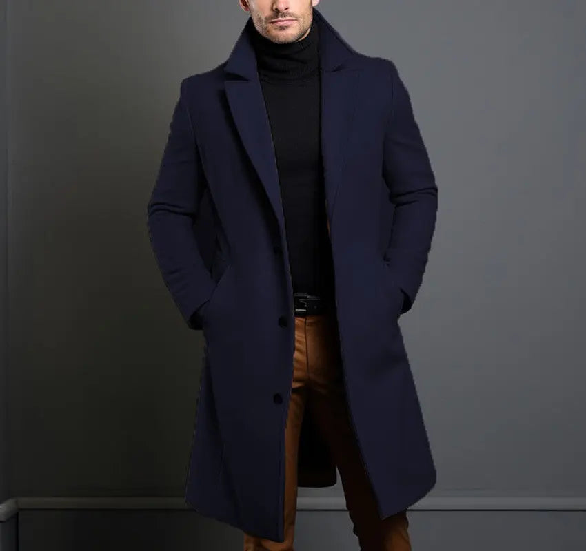 Woollen Men's Mid-length Trench Jacket CJWY1912078