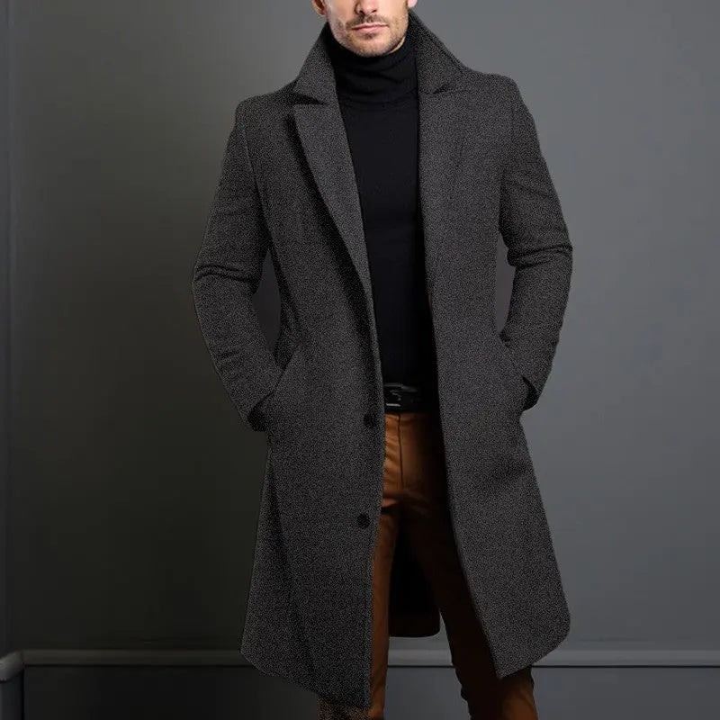 Woollen Men's Mid-length Trench Jacket CJWY1912078