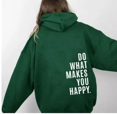 Loose Sport Hoodie Do What Makes You Happy Print Sweatshirt Hoodie Clothing - InsPrint  - Loose Sport Hoodie Do What Makes You Happy Print Sweatshirt Hoodie Clothing - InsPrint -  - #tag1# - Loose Sport Hoodie Do What Makes You Happy Print Sweatshirt Hoodie Clothing - InsPrint