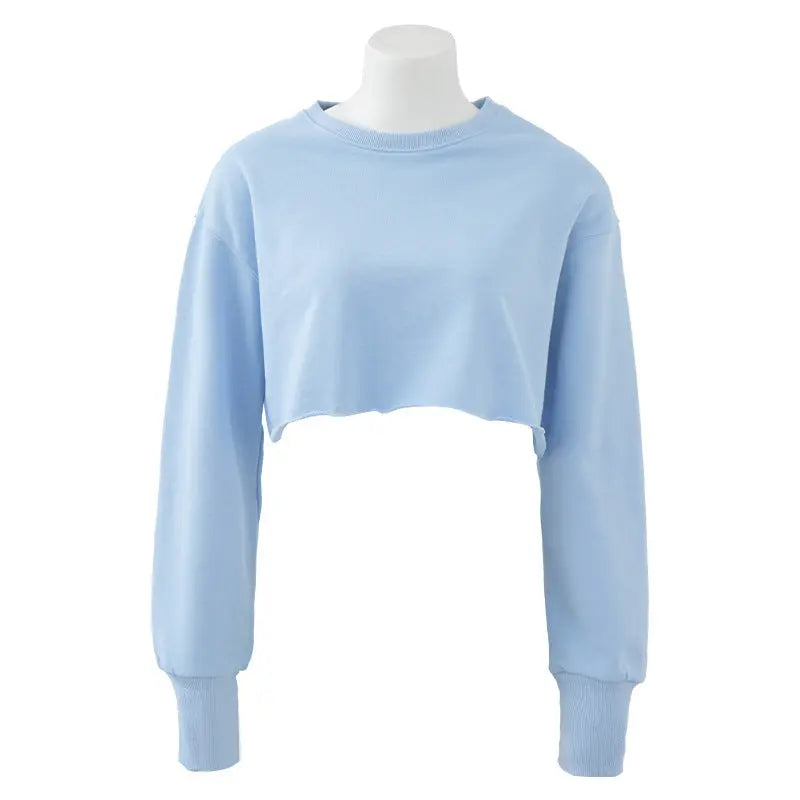 Women's Fashion Solid Color Short Sweatshirt - InsPrint