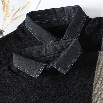 Men's False Two Pieces Sweater Base Knitting Thickened CJWY1912078