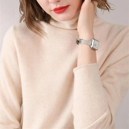 Turtleneck Western Style Inner Wear Thin Knitted Cashmere Sweater - InsPrint