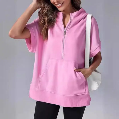 Women's Three-point Short-sleeved Hooded Sweatshirt - InsPrint