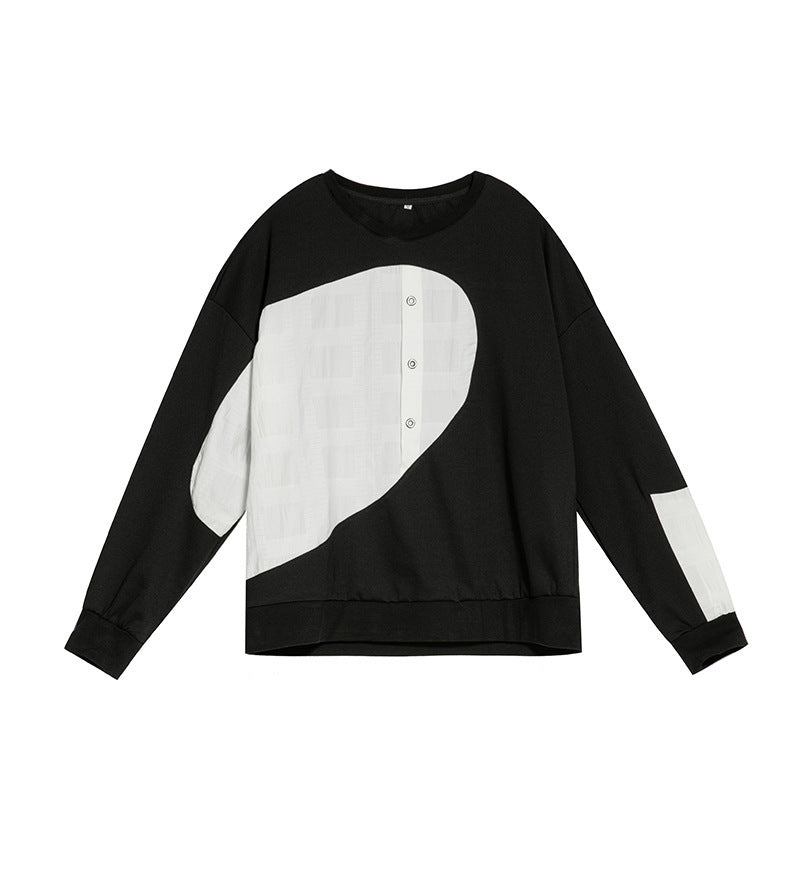 Splicing Semicircle Dark Series Loose-fitting Sweatshirt - InsPrint