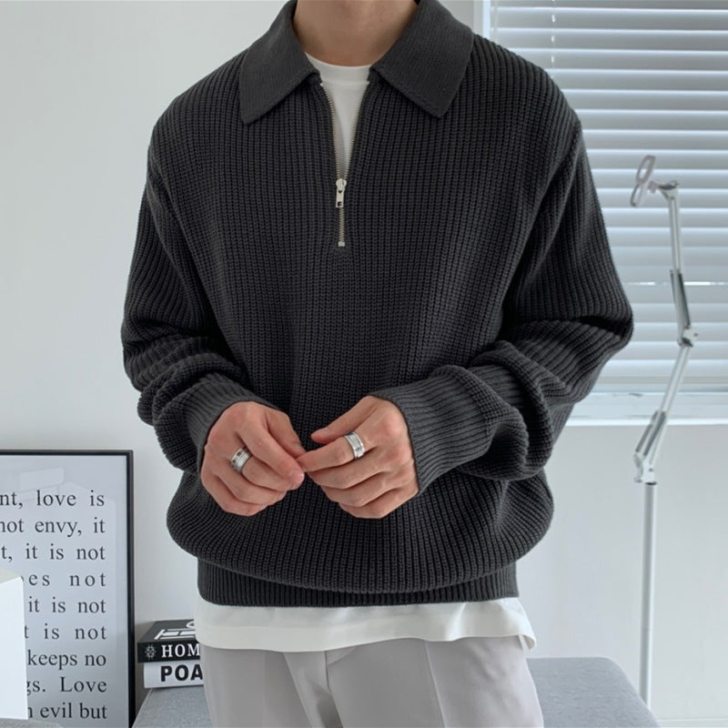 Lapel Sweater Men's Winter Loose Lightly Mature Knitwear Trendy CJWY1912078