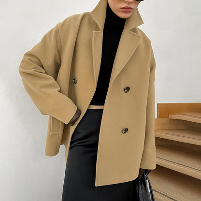 Overcoat Mid-length Thick Brown Woollen Jacket - InsPrint