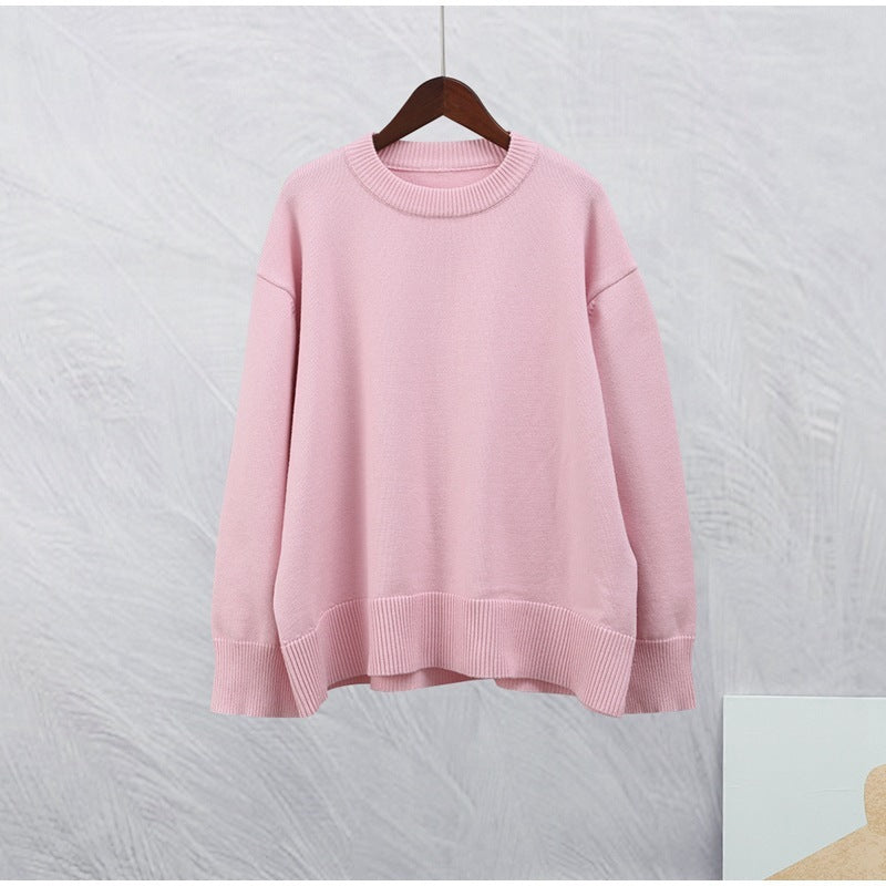 European And American Style Pink Crew Neck Pullover Sweater CJWY1912078