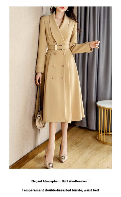 Spring And Autumn Elegant Khaki Women's Mid-length Fashionable High-grade Jacket CJWY1912078