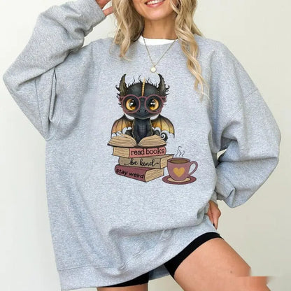 Fourth Wing Dragon Printed Sweatshirt Women Fantasy Book - InsPrint  - Fourth Wing Dragon Printed Sweatshirt Women Fantasy Book - InsPrint -  - #tag1# - Fourth Wing Dragon Printed Sweatshirt Women Fantasy Book - InsPrint