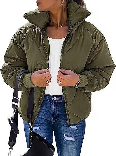 Long Sleeve Zipper Winter Quilted Short Cotton Jacket CJWY1912078