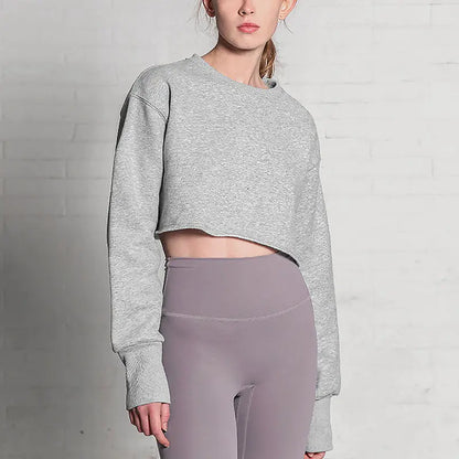 Women's Fashion Solid Color Short Sweatshirt - InsPrint